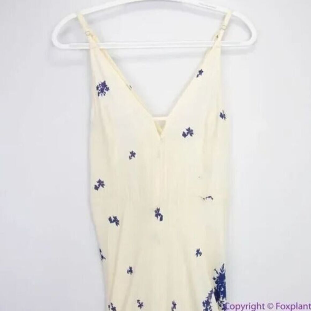 New! Free People Get To‎ You Printed Maxi Dress Ivory Blue, L - Picture 4 of 16